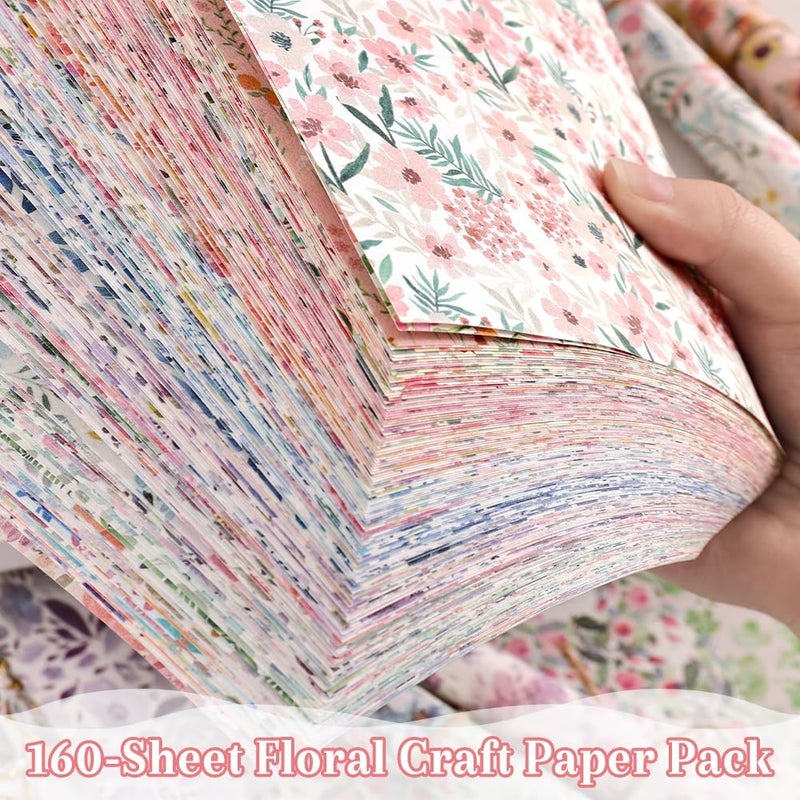 icceemee 160 Sheets of Pink Flower Scrapbook Paper, journaling Scrapbook Supplies Craft Collage Paper Set, Junk Journal Bullet Journal Poster Room Decor for Card Making Decorative Gifts - Image 4